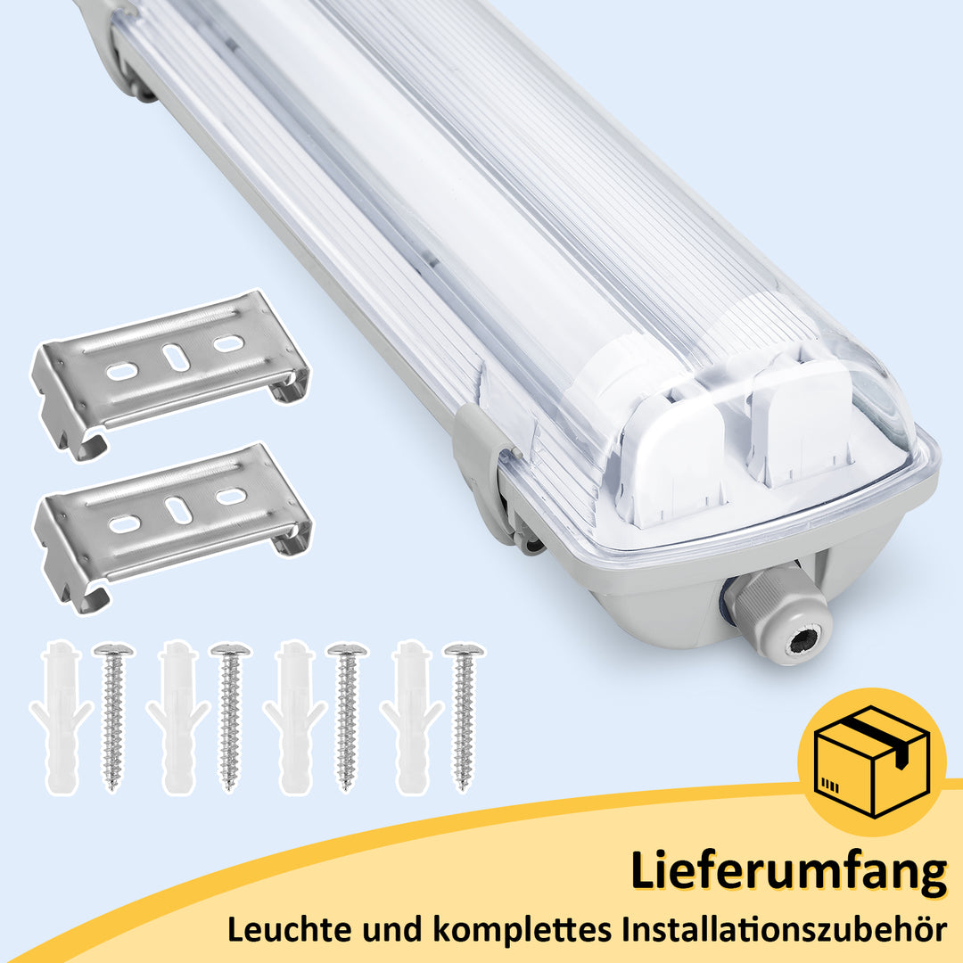 Sonnewelt LED Feuchtraumleuchte 2x 18W 120 cm T8 Neutralweiß/Kaltweiß