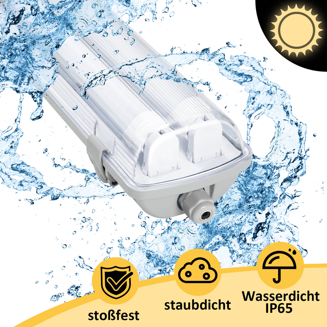 Sonnewelt LED Feuchtraumleuchte 2x 18W 120 cm T8 Neutralweiß/Kaltweiß