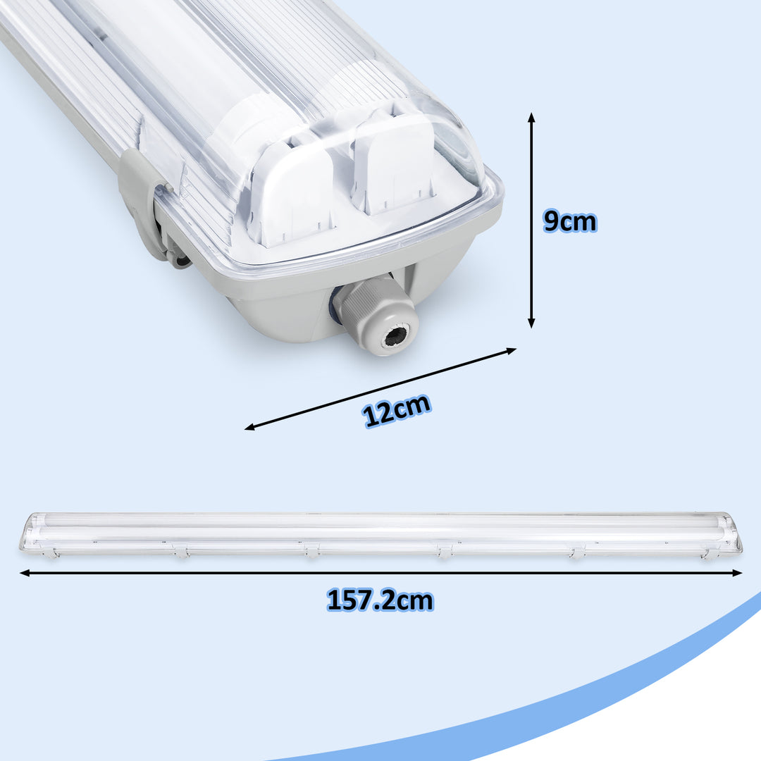 Sonnewelt LED Feuchtraumleuchte 2x 24W 150 cm T8 Kaltweiß/Neutralweiß