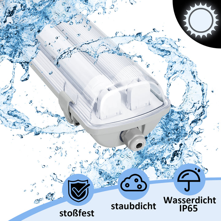 Sonnewelt LED Feuchtraumleuchte 2x 24W 150 cm T8 Kaltweiß/Neutralweiß