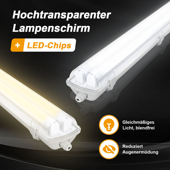Sonnewelt LED Feuchtraumleuchte 2x 24W 150 cm T8 Kaltweiß/Neutralweiß