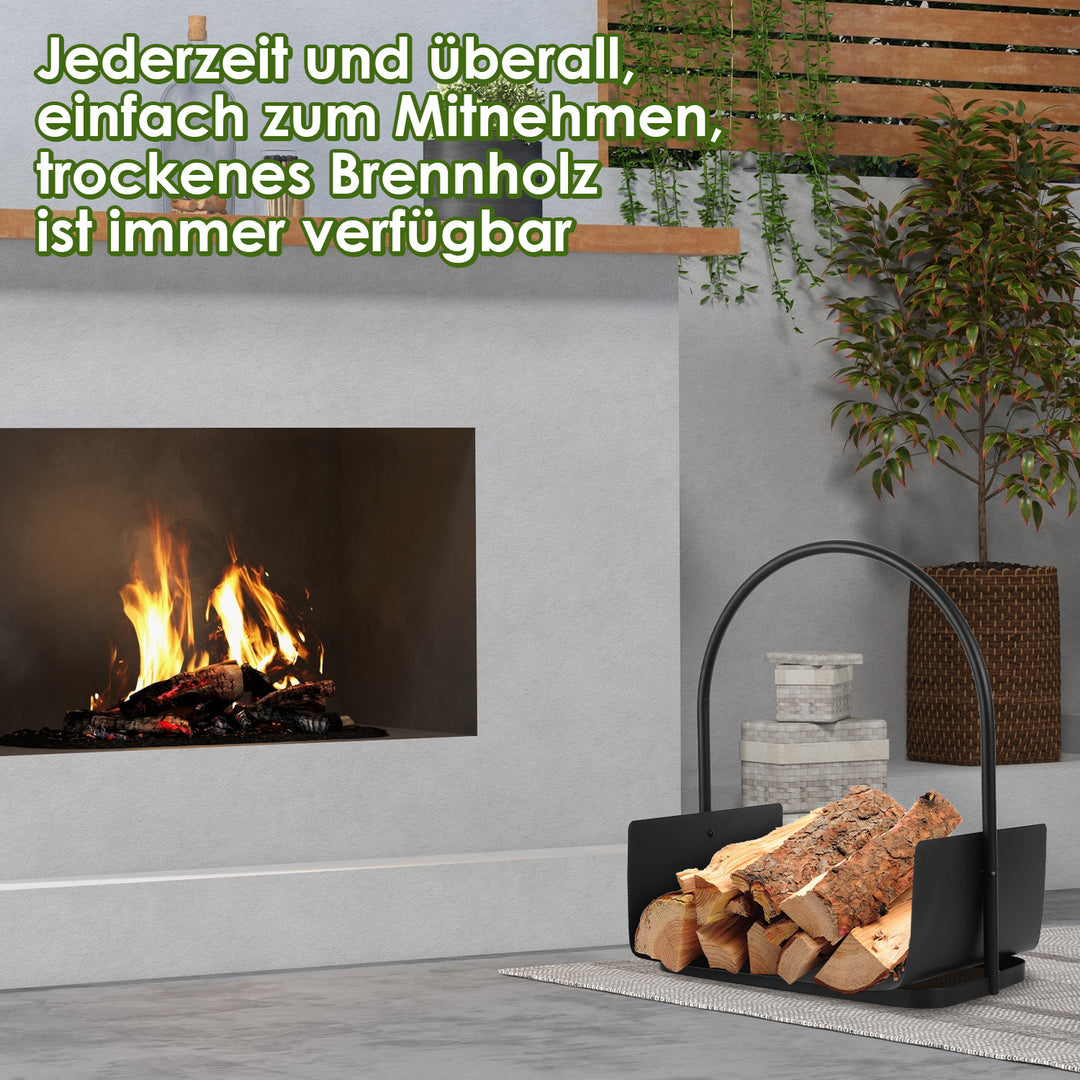 Sonnewelt Feuerholzablage Kaminholzkorb mit Griff Tragbarer