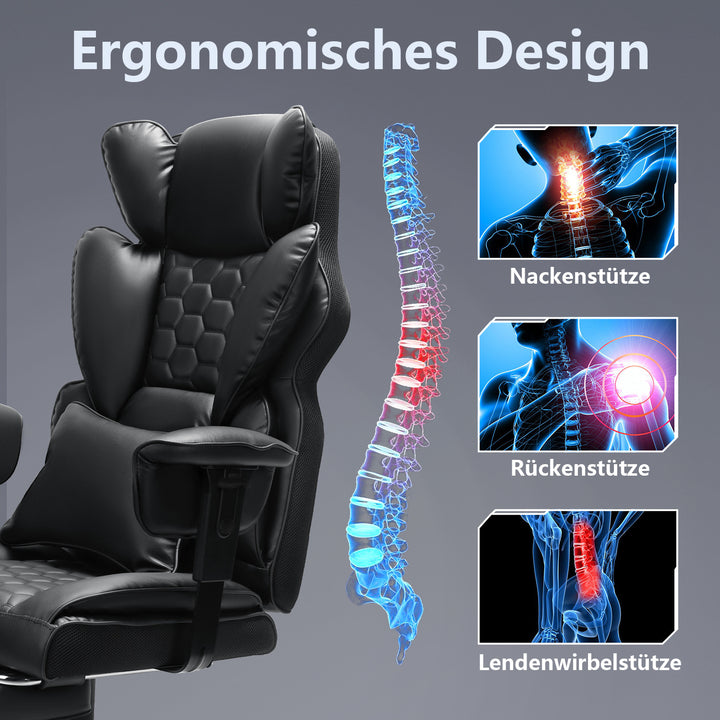 Sonnewelt Gaming Stuhl Bürostuhl Ergonomischer Schwarz