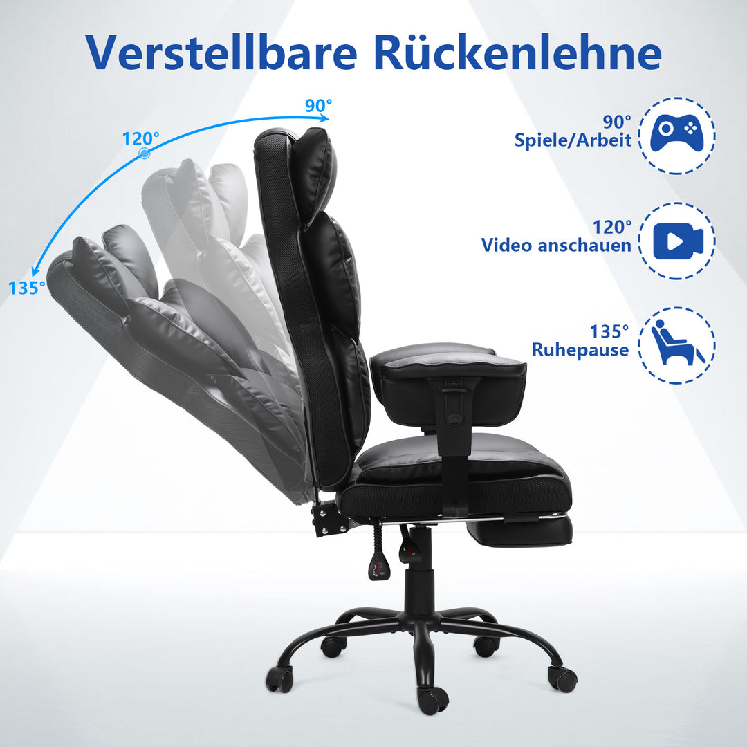 Sonnewelt Gaming Stuhl Bürostuhl Ergonomischer Schwarz