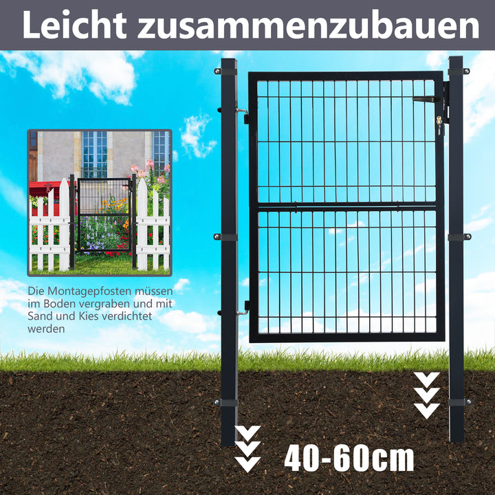Sonnewelt Gartentor Gartentür Anthrazit Inkl. Schloss(Verschiedene Griffe)