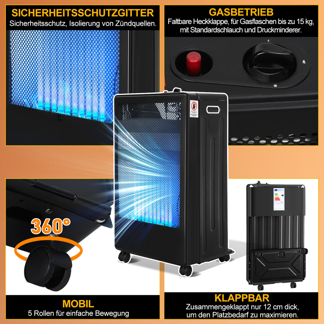 Sonnewelt Gasheizer 3800W Gasheizung für Gasflaschen Faltbarer mit EU Adapter