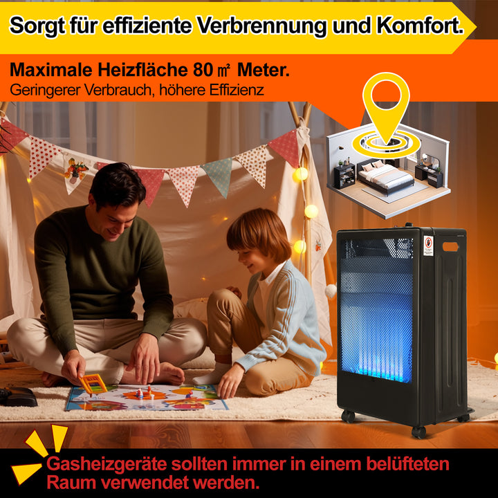 Sonnewelt Gasheizer 3800W Gasheizung für Gasflaschen Faltbarer mit EU Adapter