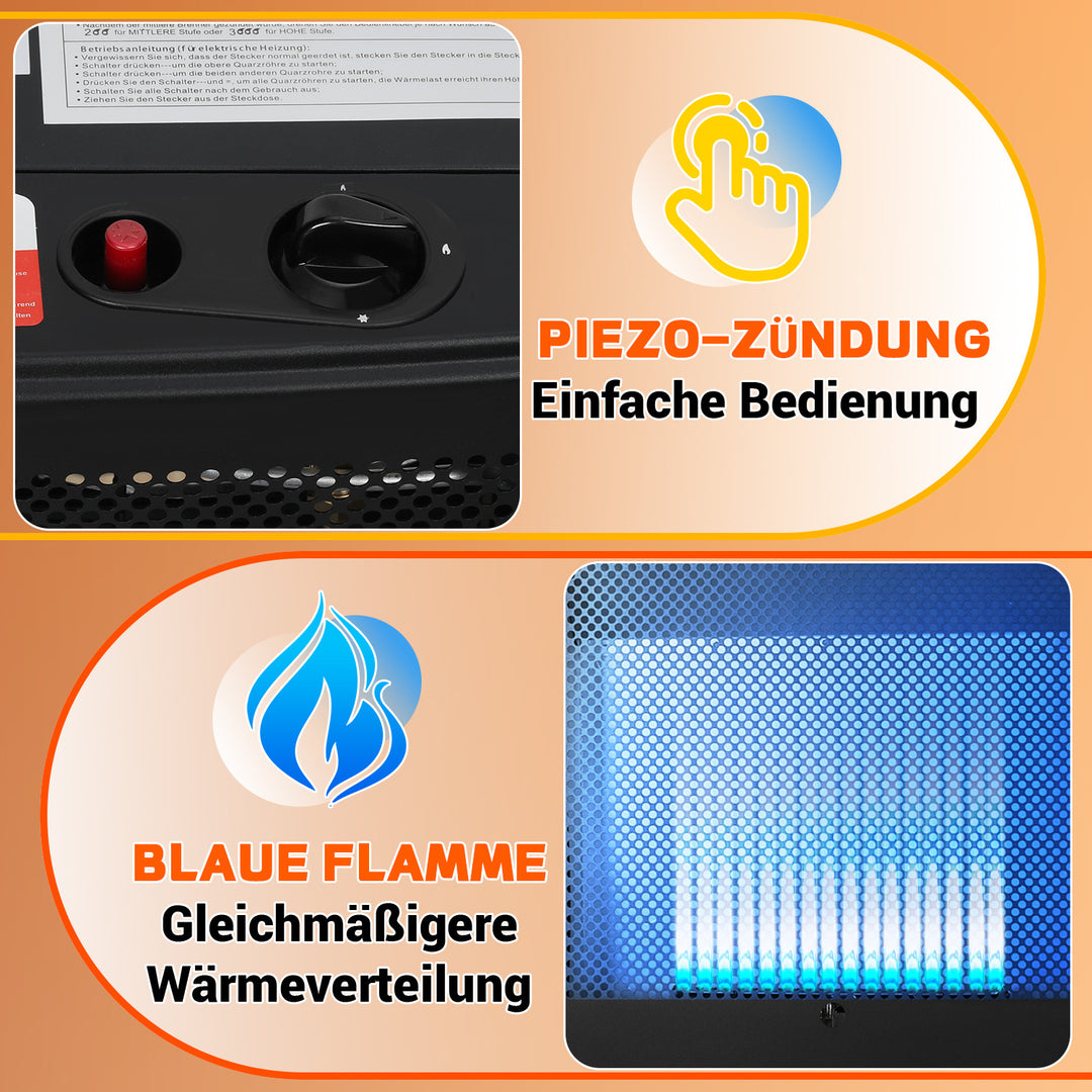 Sonnewelt Gasheizer 3800W Gasheizung für Gasflaschen Faltbarer mit EU Adapter