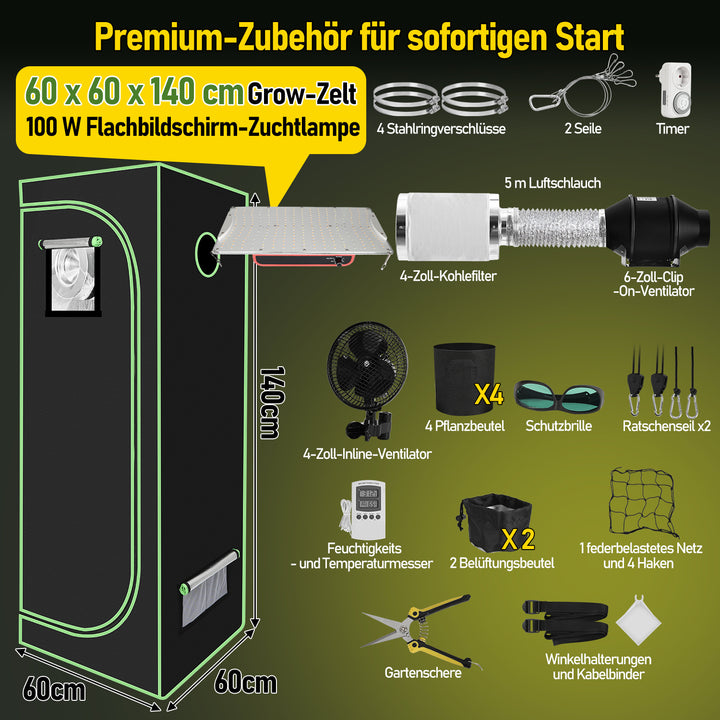 Sonnewelt Growzelt Growbox Komplettset Vollspektrum