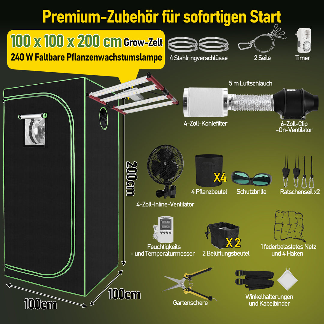 Sonnewelt Growzelt Growbox Komplettset Vollspektrum