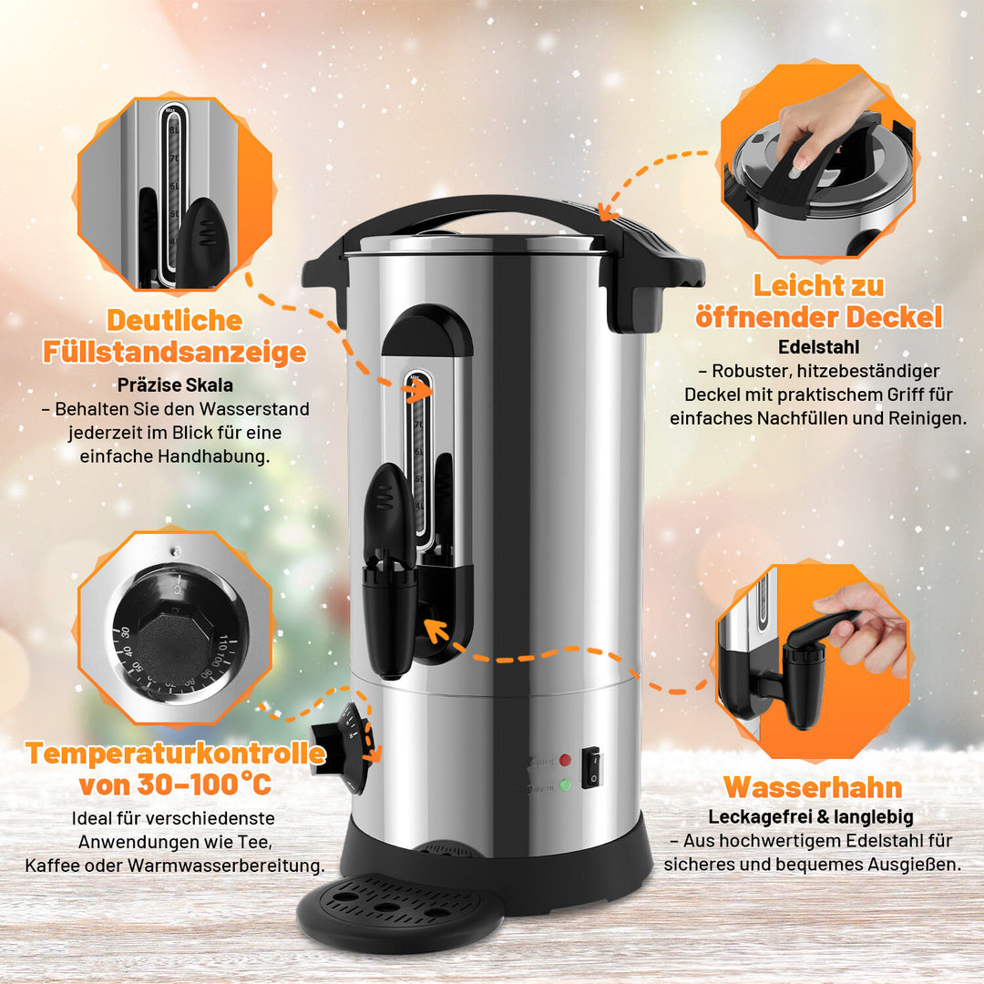 Sonnewelt Glühweinkocher Glühweintopf Edelstahl 1500W 8L
