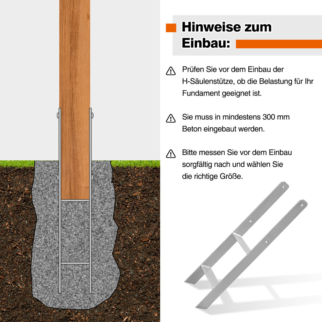 Sonnewelt 2/4 Stück H-anker H-Pfostenträger Pfosten