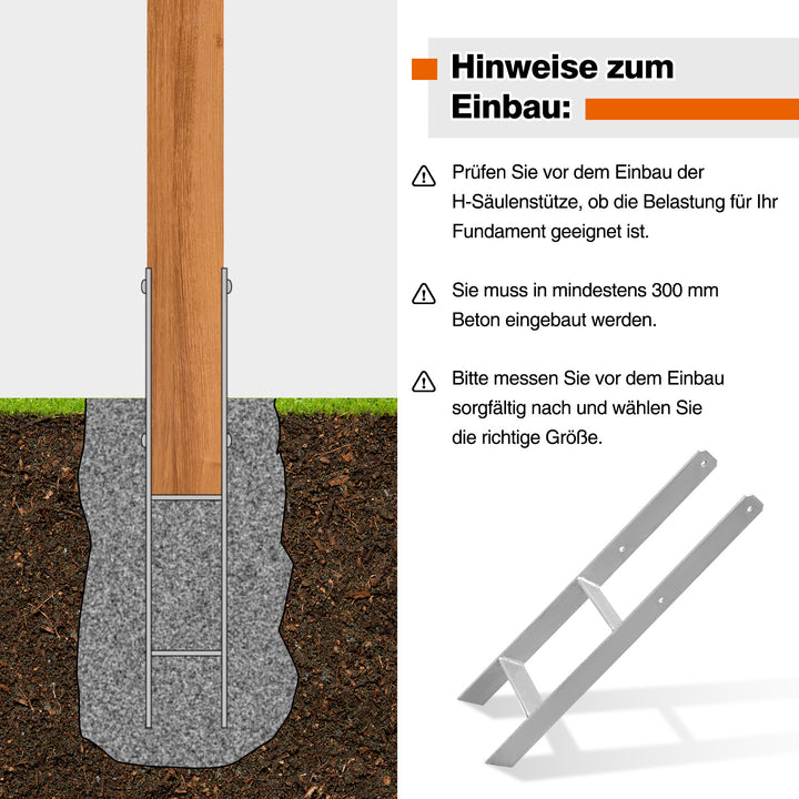Sonnewelt 2/4 Stück H-anker H-Pfostenträger Pfosten