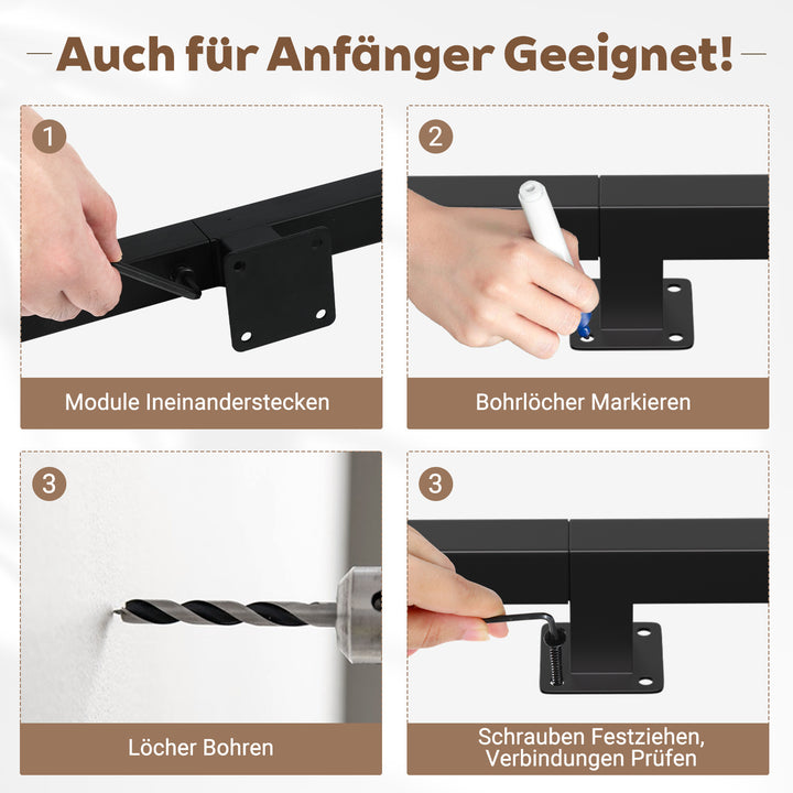 Sonnewelt Handlauf Treppengeländer Schwarz 60-360cm