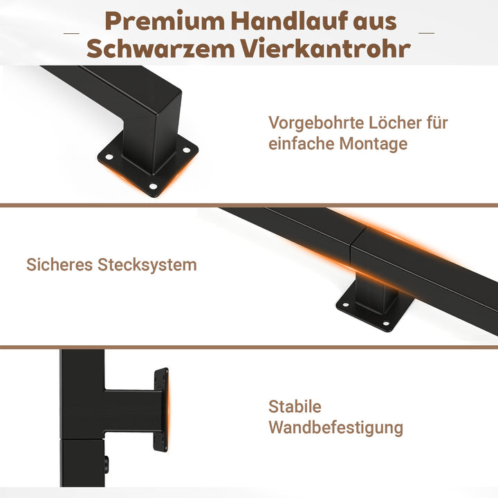 Sonnewelt Handlauf Treppengeländer Schwarz 60-360cm