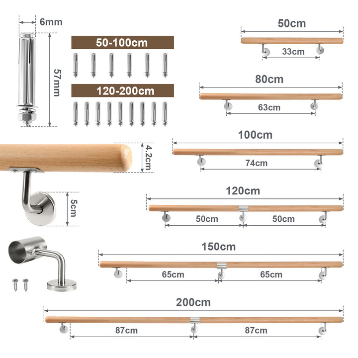 Sonnewelt Handlauf Geländer Buche Holz 50- 200cm