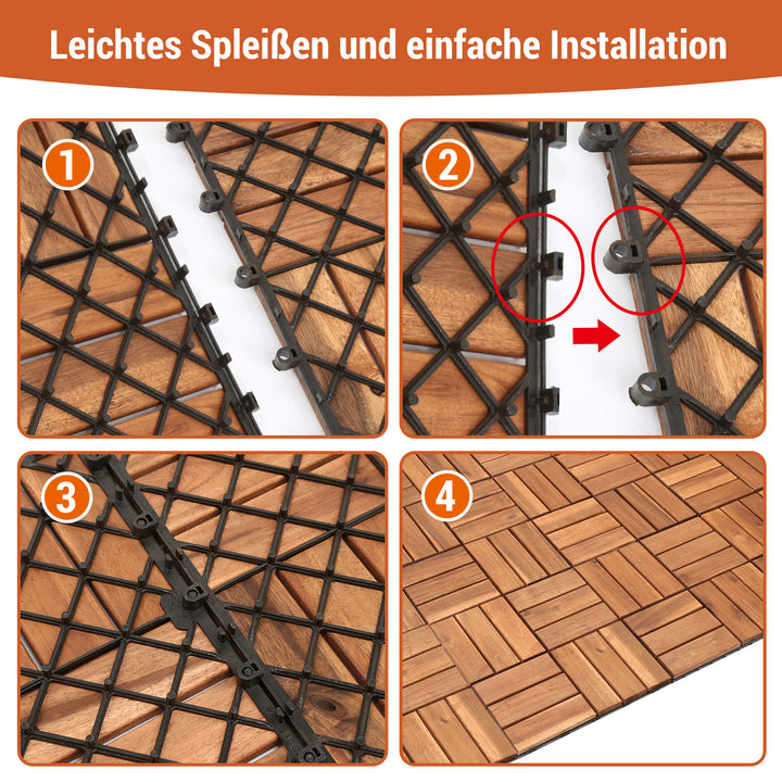 Sonnewelt Holzfliesen 30x30cm 12 Latten Fliese(11 Stück)