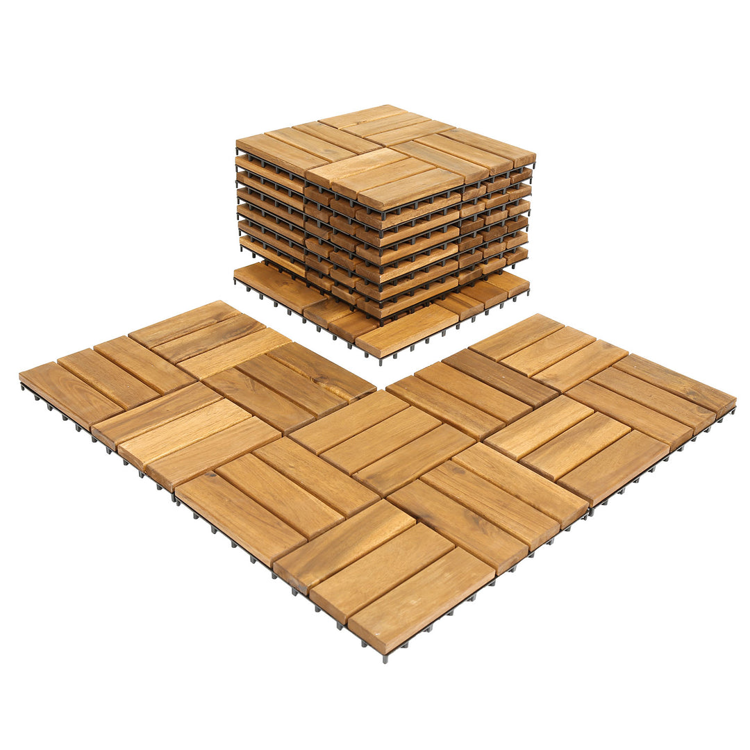 Sonnewelt Holzfliesen 30x30cm 12 Latten Fliese(11 Stück)