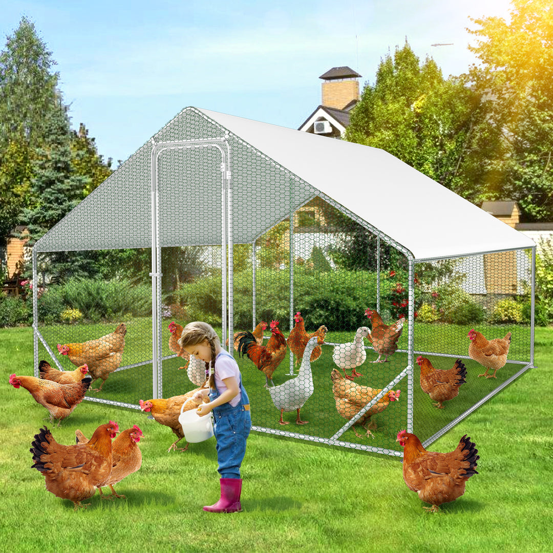 Sonnewelt Hühnerstall Freilaufgehege Verzinkter Stahl mit Dachplane 3*3*2m(Neue Version)