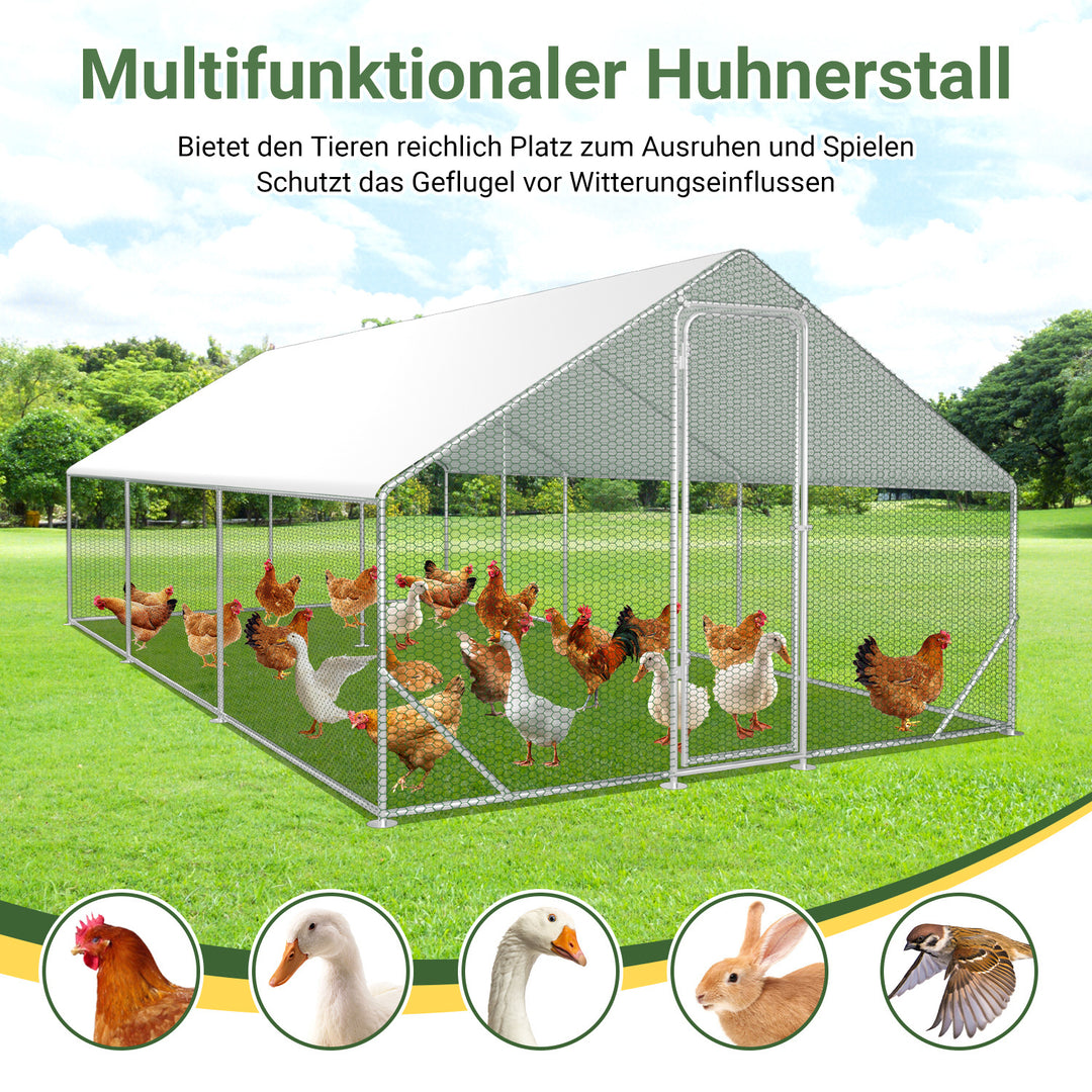 Sonnewelt Hühnerstall Freilaufgehege Verzinkter Stahl mit Dachplane 3*6*2m(Neue Version)