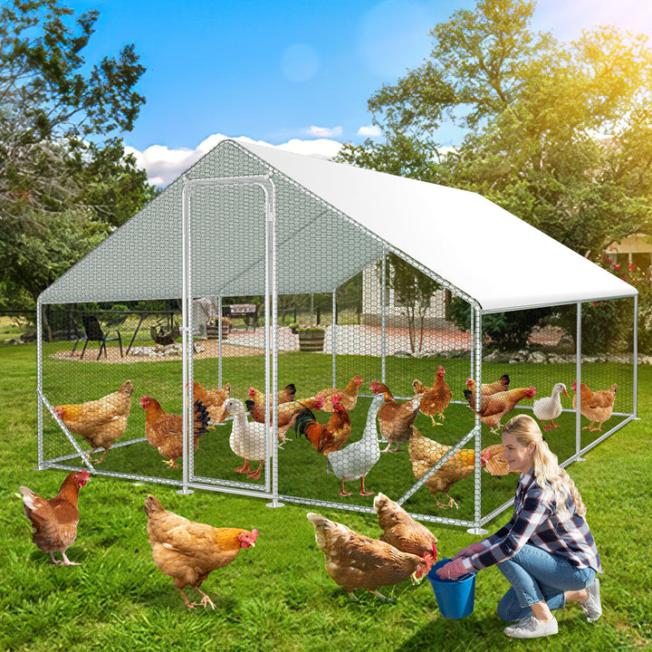 Sonnewelt Hühnerstall Freilaufgehege Verzinkter Stahl mit Dachplane 3*4*2m(Neue Version)