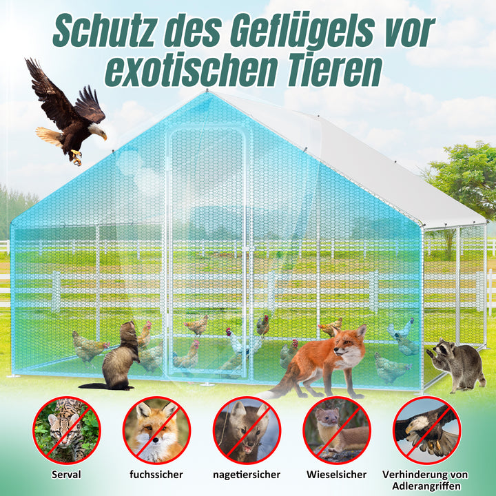 Sonnewelt Hühnerstall Freilaufgehege Verzinkter Stahl mit Dachplane 3*3*2m