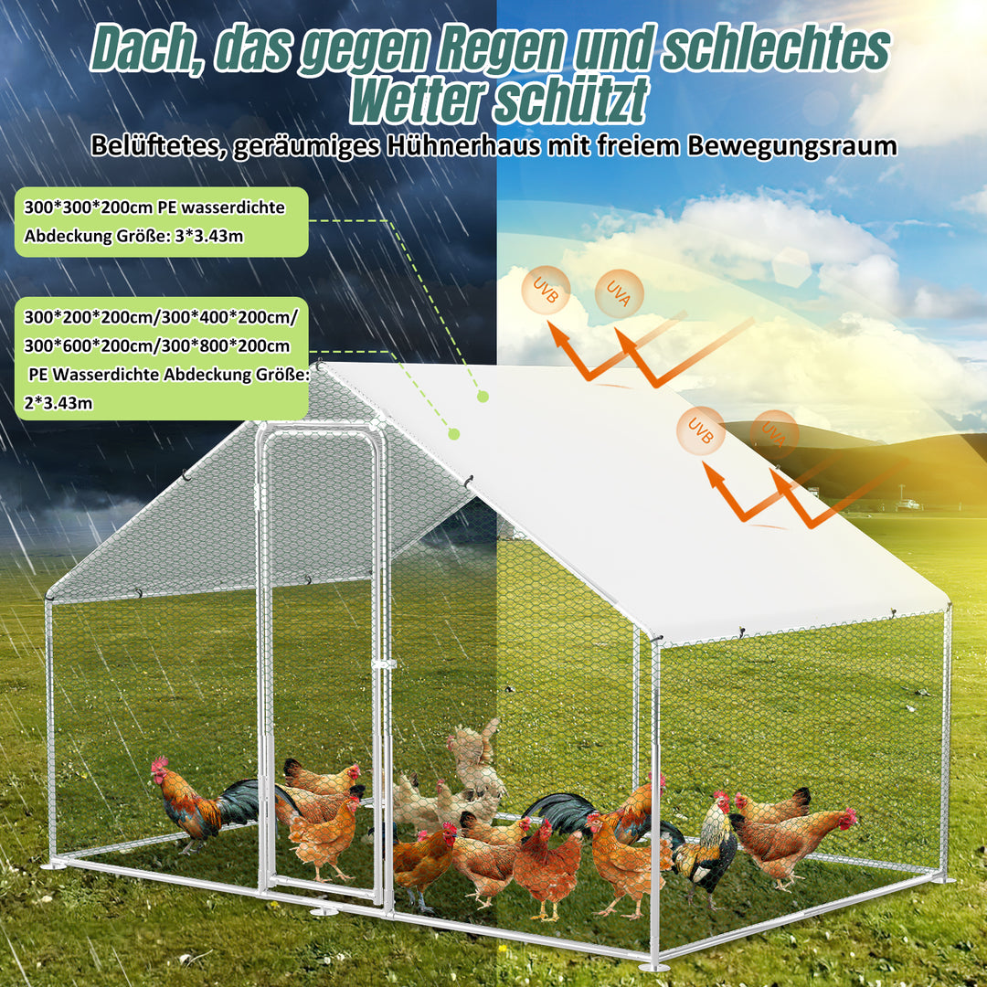 Sonnewelt Hühnerstall Freilaufgehege Verzinkter Stahl mit Dachplane 3*3*2m