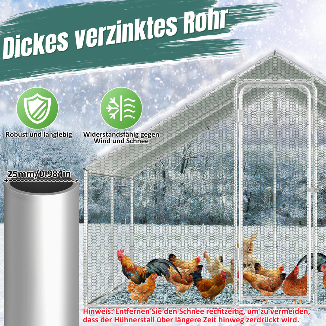 Sonnewelt Hühnerstall Freilaufgehege Verzinkter Stahl mit Dachplane 3*3*2m