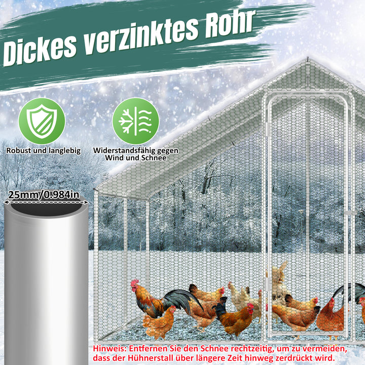 Sonnewelt Hühnerstall Freilaufgehege Verzinkter Stahl mit Dachplane 3*3*2m