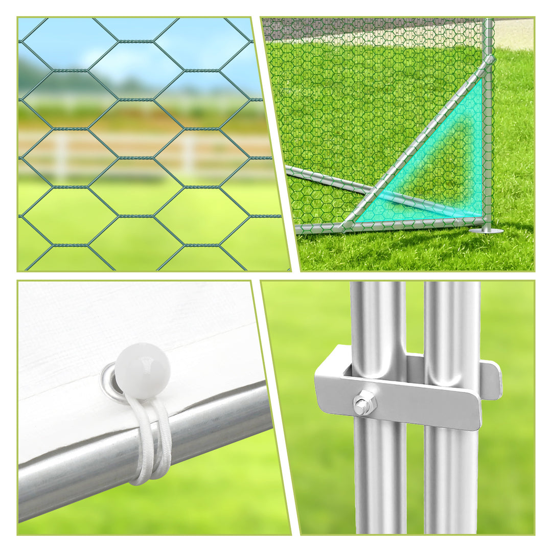 Sonnewelt Hühnerstall Freilaufgehege Verzinkter Stahl mit Dachplane 3*8*2m(Neue Version)