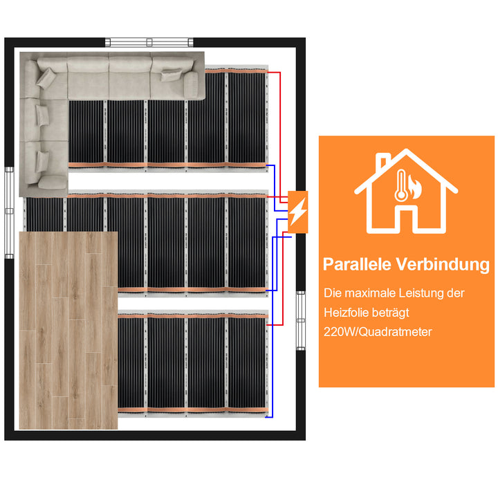Sonnewelt Heizfolie Infrarot 2mx0.5m 220W