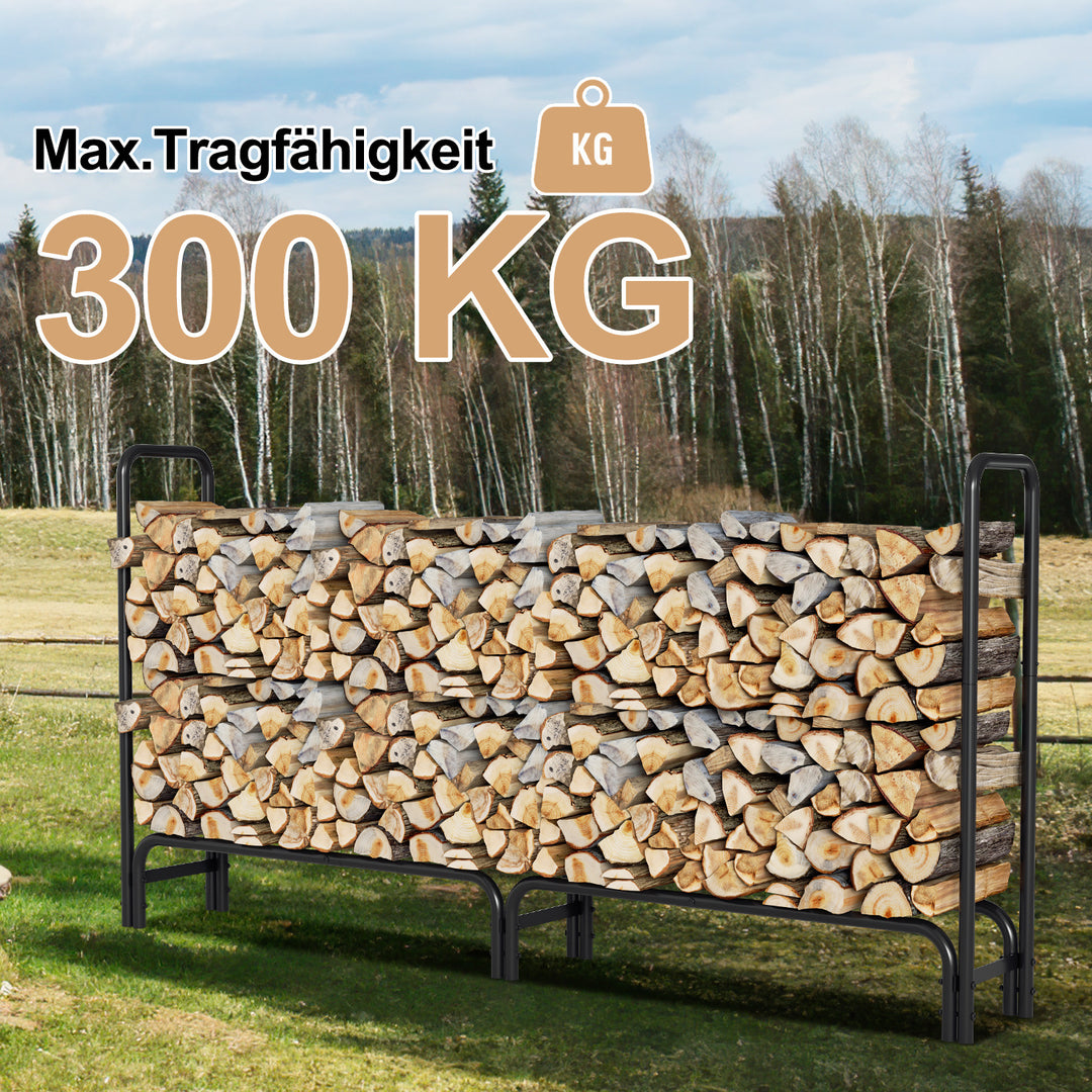 Sonnewelt Kaminholzregal Metall 244x34.5x124cm mit Schutzhülle