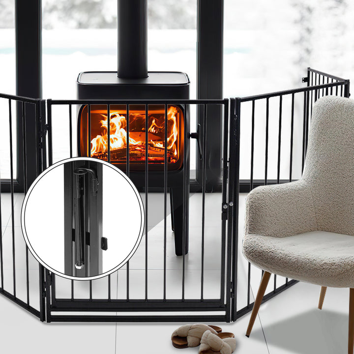 Sonnewelt Kaminschutzgitter mit Tür 304cm Metall Absperrgitter
