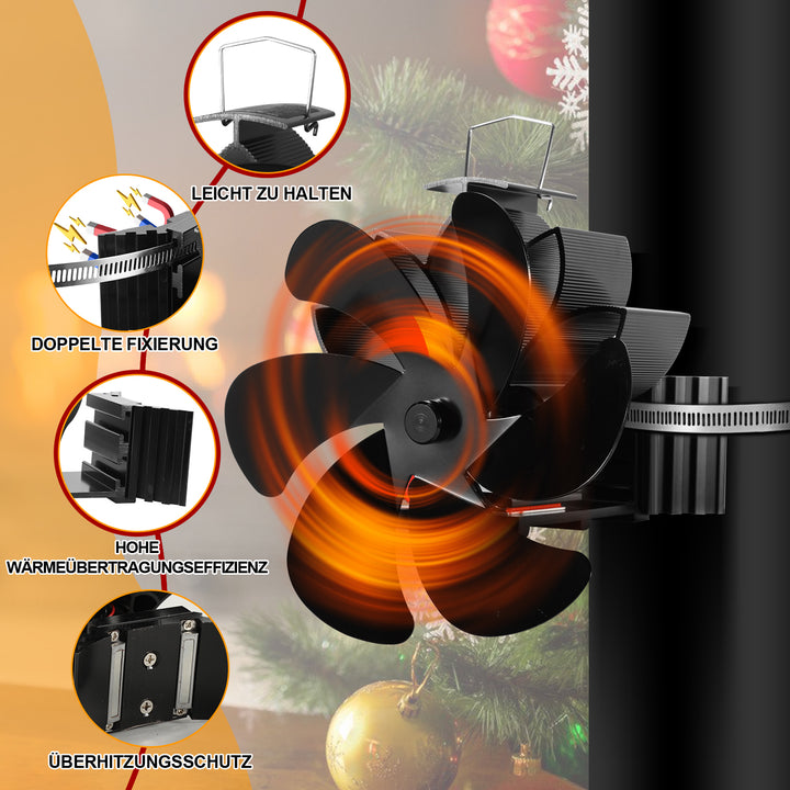 Sonnewelt Kaminventilator 6 Blättern Magnetisch