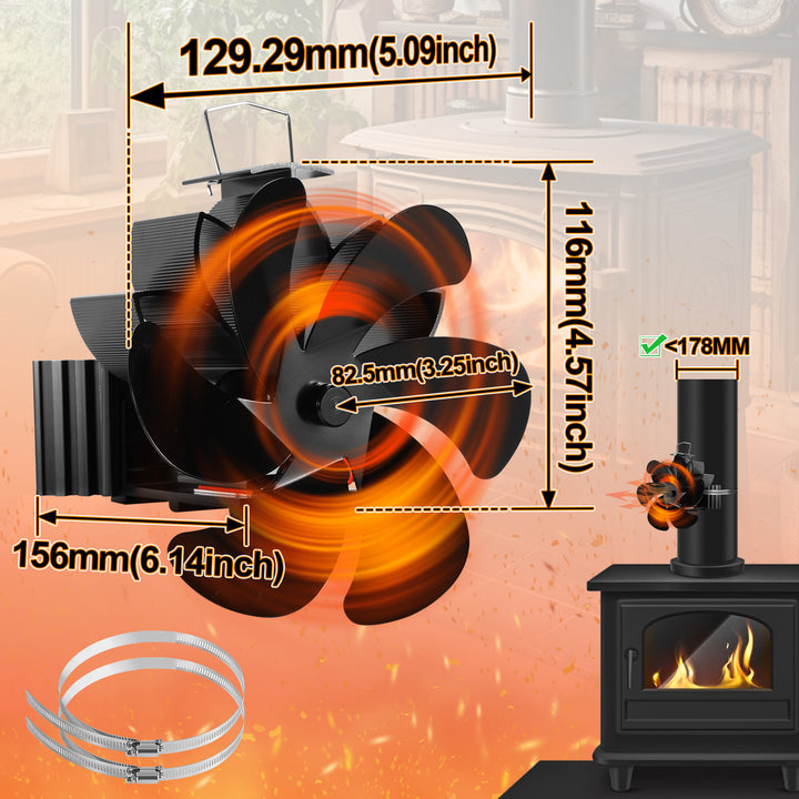 Sonnewelt Kaminventilator 6 Blättern Magnetisch