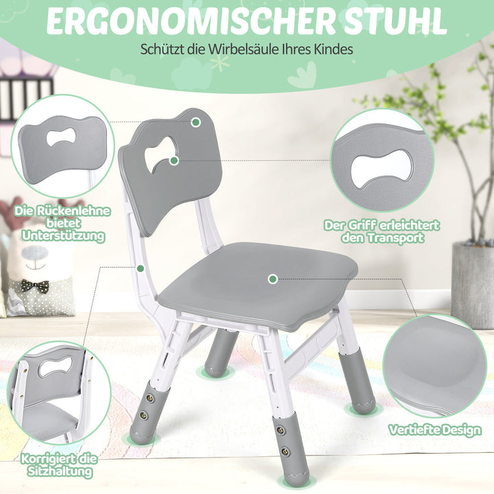 Sonnewelt Kindertisch mit 2 Stühlen Set 7-Fach höhenverstellbar