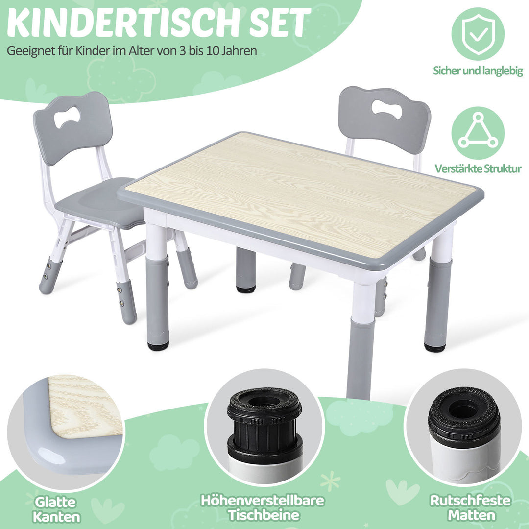 Sonnewelt Kindertisch mit 2 Stühlen Set 7-Fach höhenverstellbar