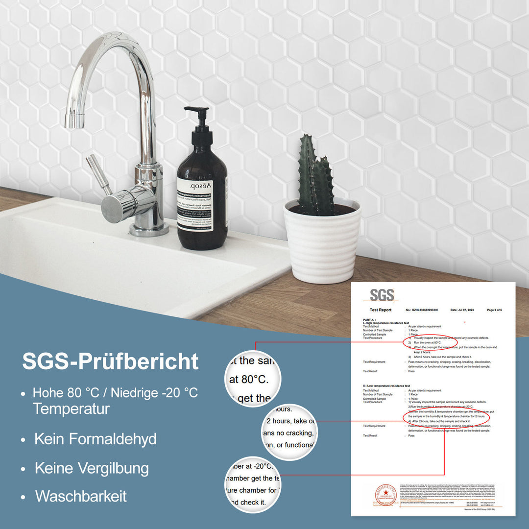 Sonnewelt Klebefliesen Selbstklebend 10er Set Hexagon