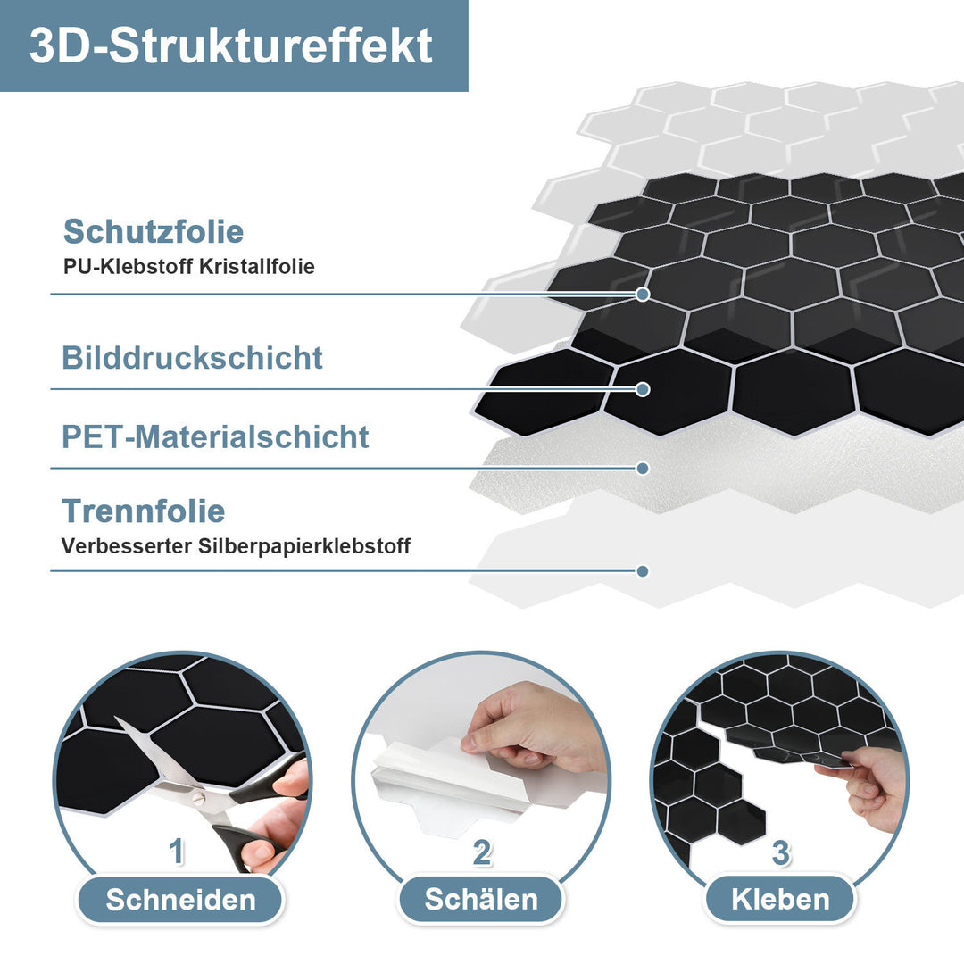 Sonnewelt Klebefliesen Selbstklebend 10er Set Hexagon