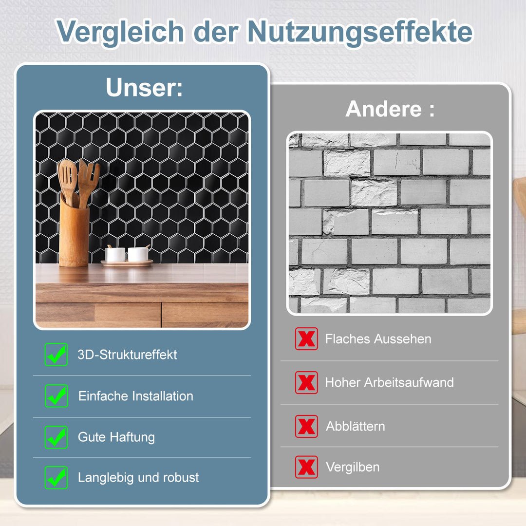 Sonnewelt Klebefliesen Selbstklebend 10er Set Hexagon