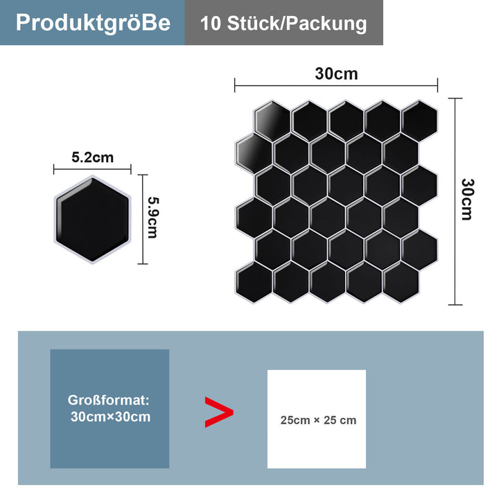 Sonnewelt Klebefliesen Selbstklebend 10er Set Hexagon