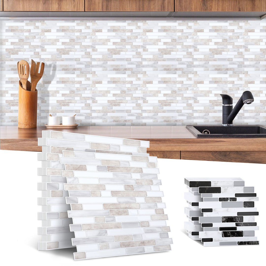 Sonnewelt Klebefliesen Selbstklebend 10er Set Streifen Mosaik