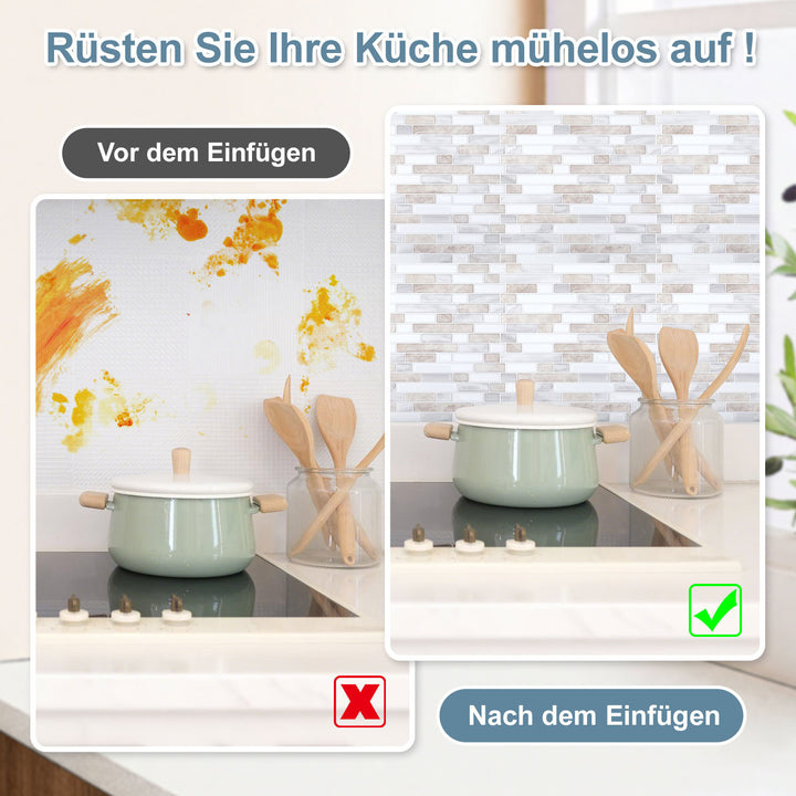 Sonnewelt Klebefliesen Selbstklebend 10er Set Streifen Mosaik