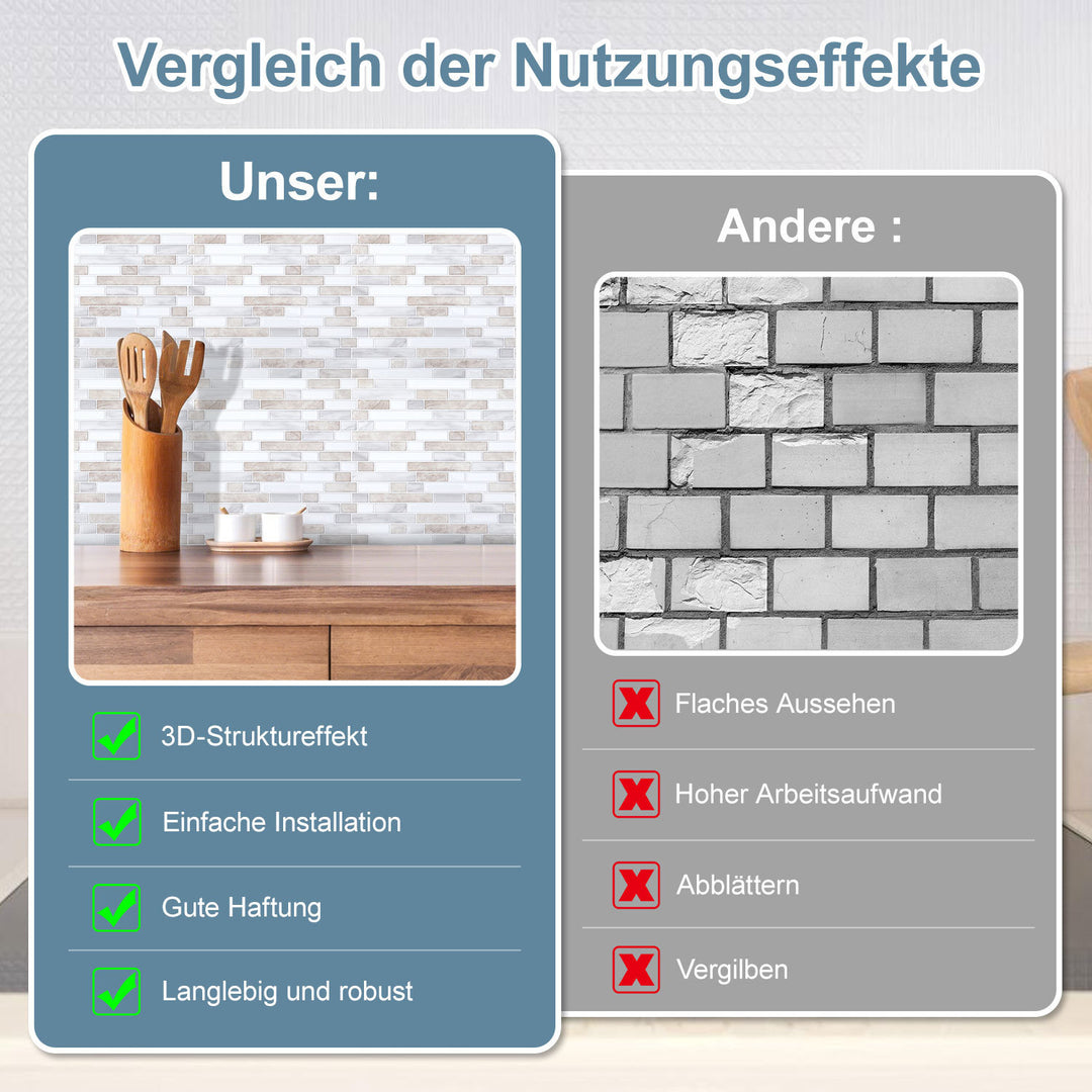 Sonnewelt Klebefliesen Selbstklebend 10er Set Streifen Mosaik