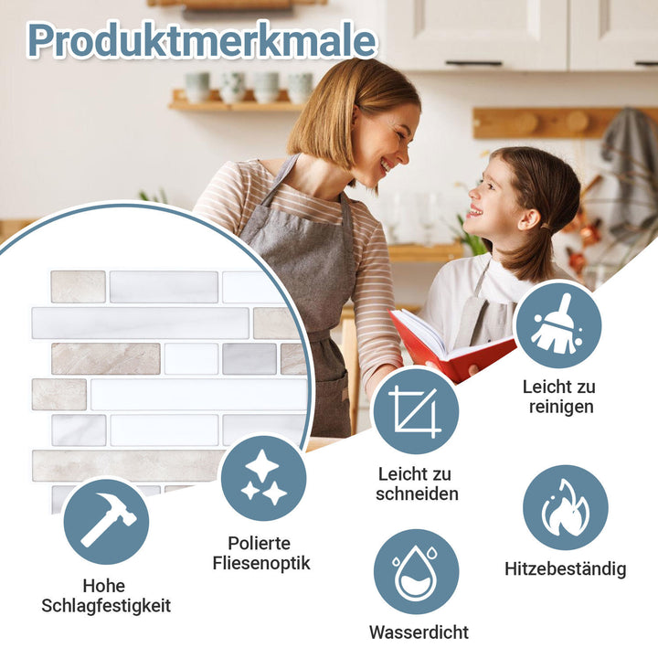 Sonnewelt Klebefliesen Selbstklebend 10er Set Streifen Mosaik
