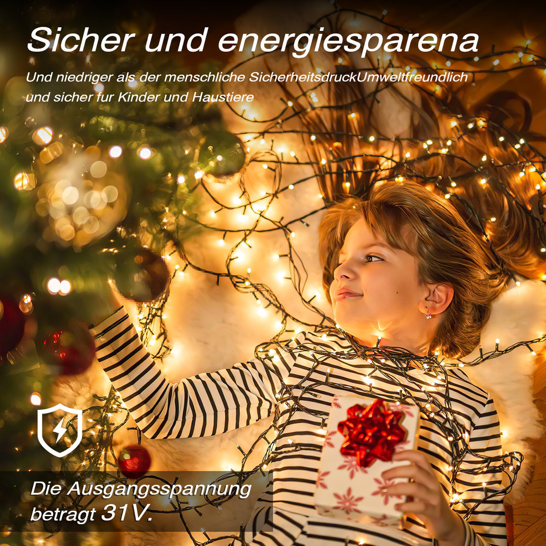 Sonnewelt LED Lichterkette Außen 50m/100m/200m Tintegrün Kabel