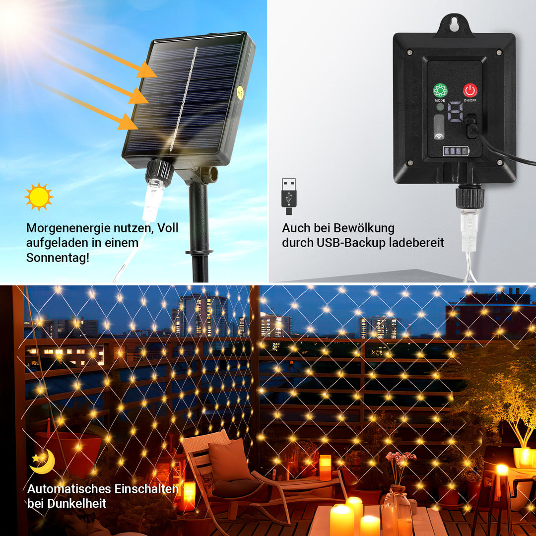 Sonnewelt LED Lichternetz Solar mit Fernbedienung