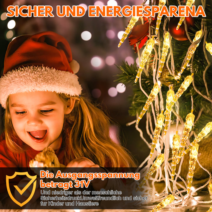 Sonnewelt LED Eiszapfen Lichterkette 40 LEDs