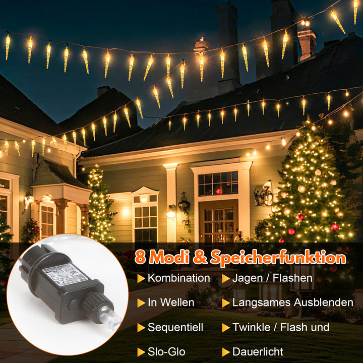Sonnewelt LED Eiszapfen Lichterkette 40 LEDs