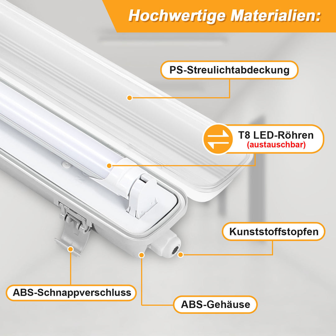 Sonnewelt LED Feuchtraumleuchte 18W 120 cm T8 Neutralweiß